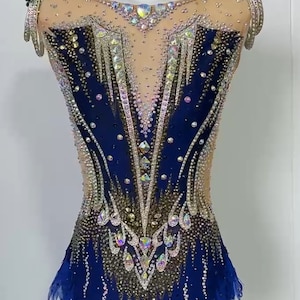 HANDMADE Dance Costume Customizable Jazz Solo Costume Fully Rhinestoned Music Theater Costume/Rhythmic gymnastics Leotard/Figure skating