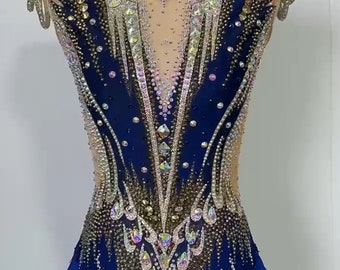 HANDMADE Dance Costume Customizable Jazz Solo Costume Fully Rhinestoned Music Theater Costume/Rhythmic gymnastics Leotard/Figure skating