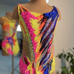 HANDMADE Solo Dance Costume Customizable Costume rainbow colorful cute Figure Skating dress/Rhythmic gymnastics Leotard RG