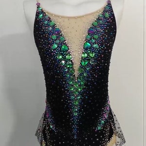 HANDMADE Dance Costume Customizable Jazz Contemporary Solo Costume Black Figure Skating costume/Rhythmic gymnastics Leotard RG