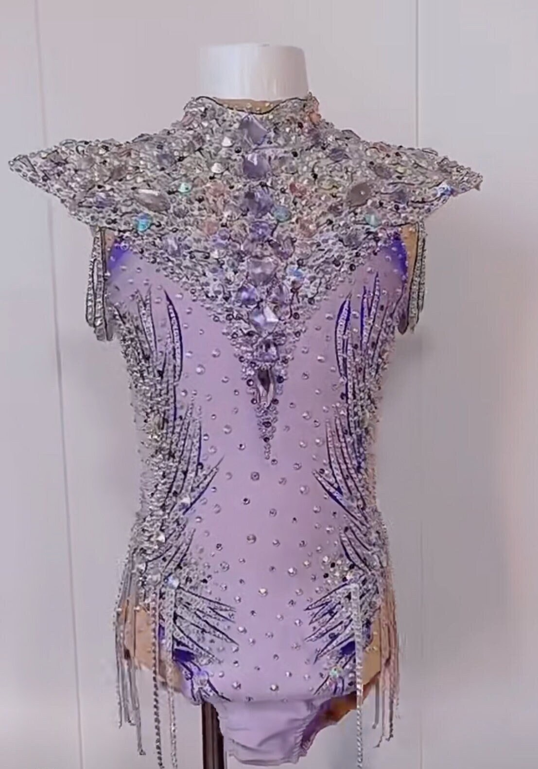 HANDMADE Dance Costume Customizable Jazz Solo Costume Shining Fully Rhinestoned Music Theater/Rhythmic gymnastics Leotard/figure skating