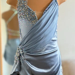grey contemporary dance dress Size Child Medium- Slate grey Velvet and mesh lyrical Dance Costume Base