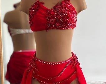 Dance Competition Costume Customizable Lyrical Contemporary Solo Rhinestoned