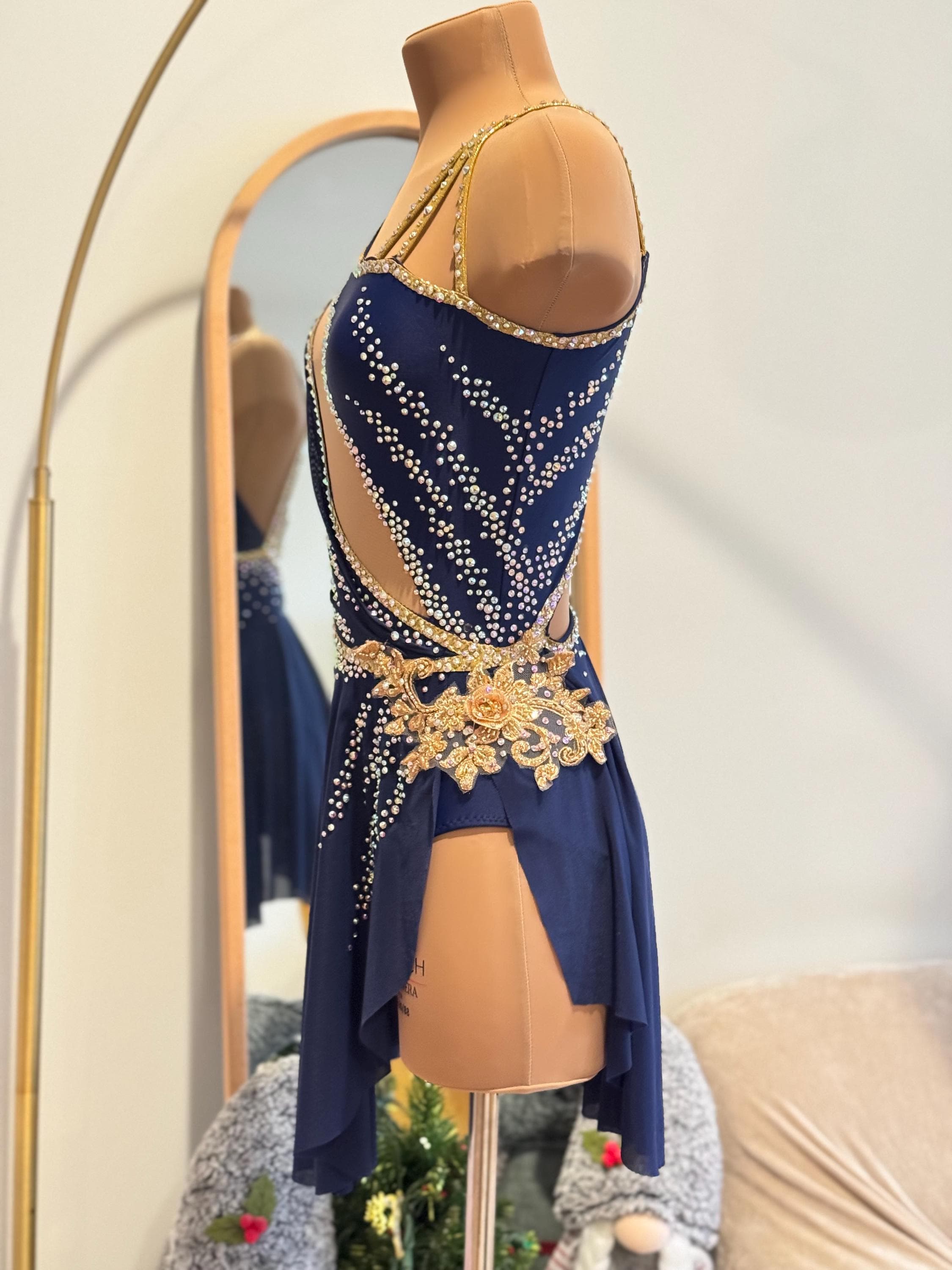 blue black white gold dress costume Touchdown