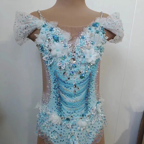 Women's Contemporary Dance Dress Women's Lyrical Dance Dress - Sequin  Flower Contemporary Costume With Flowy Chiffon Skirt