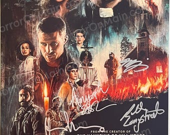 VIER Signaturen! Henry Thomas, Annabeth Gish, Robert Longstreet, Matt Biedel *signierter Posterdruck* Midnight Mass