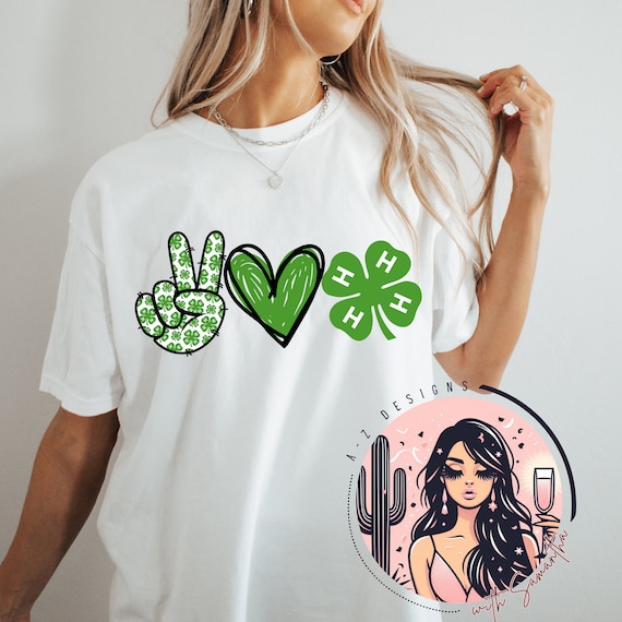 4H Design, Peace, Love, 4H, PNG, SVG, Printable Green Design