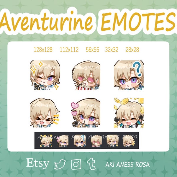 Aventurine Emote For Twitch, Discord, Youtube | Streamer - Honkai Star Rail Emotes / Emojis