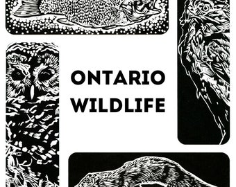 Linocut Bookmarks - Set of 4 - Ontario Wildlife