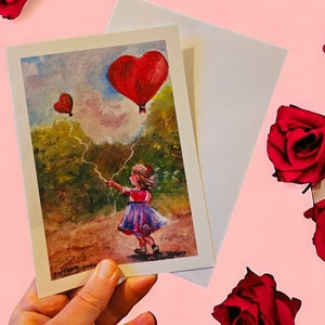 Regalo de amor, tarjeta impresa a partir de una pintura acrílica, ideal como regalo para el Día de la Madre, una tarjeta romántica de San Valentín o una tarjeta de agradecimiento.