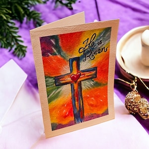 Lindo cartão de arte impressa cristã de Páscoa, cartão de Páscoa religioso, ótimo como presente, arte de parede