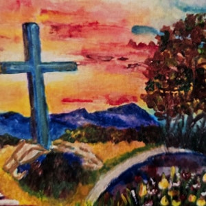 Lindo cartão de arte impresso cristão de Páscoa, cartão de Páscoa religioso, ótimo como presente, arte de parede