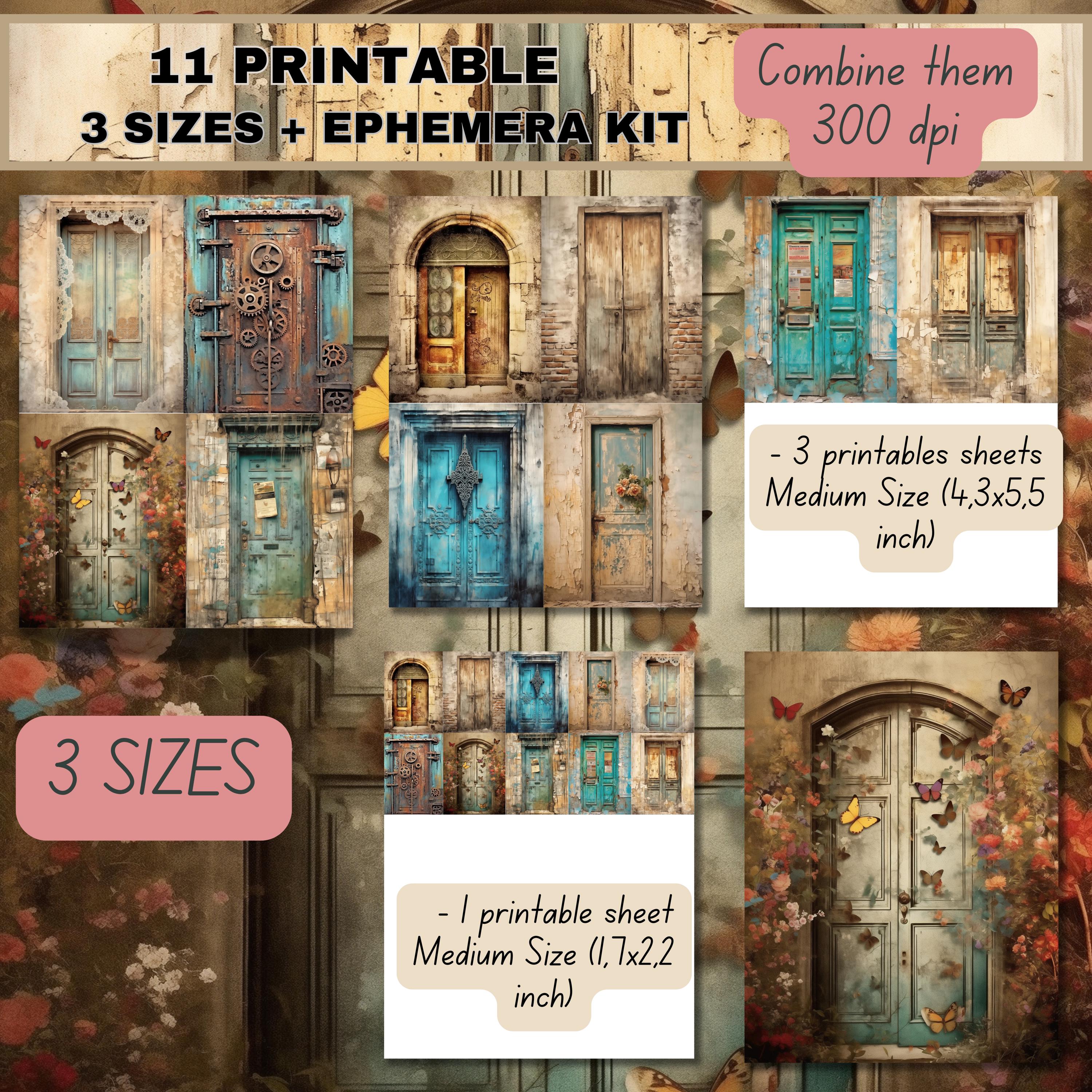 Rustic Vintage Doors Printable Junk Journal Kit Grunge Ephemera Mini ...