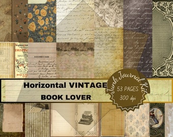 Book Lover Vintage Digital Download Printful Giftful Papers Junkjournal Ephemera Junkjournaling Kit Pages Gift Horizontal Printables