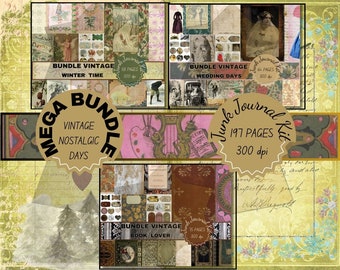 Vintage Nostalgic Days Mega Bundle Digital Download Printful Giftful Papers Junkjournal Ephemera Junkjournaling Kit Pages Gift Printables