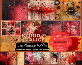 Junkjournal Spooky Halloween Backgrounds Horror Junk Journal Dark Ephemera Paper Creepy Bloody Textures Gothic Scrapbook Printable Ephemera
