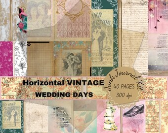 Wedding Days Vintage Digital Download Printful Giftful Papers Junkjournal Ephemera Junkjournaling Kit Pages Horizontal Printables