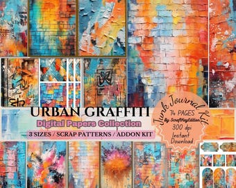 Urban Graffiti Backgrounds Oil Painting Texture Digital Paper Mixed Media Grunge Urban Junk Journal Printable Abstract Artistic Texture