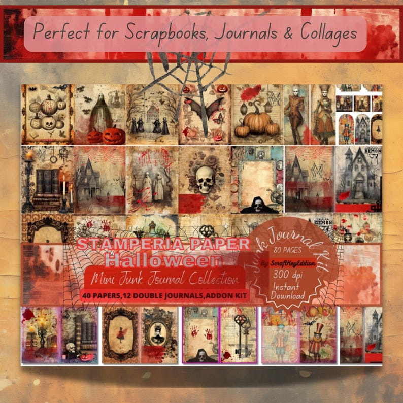 Halloween Junk Journal Mega Bundle, 12 Digital Kits Junkjournaling ...