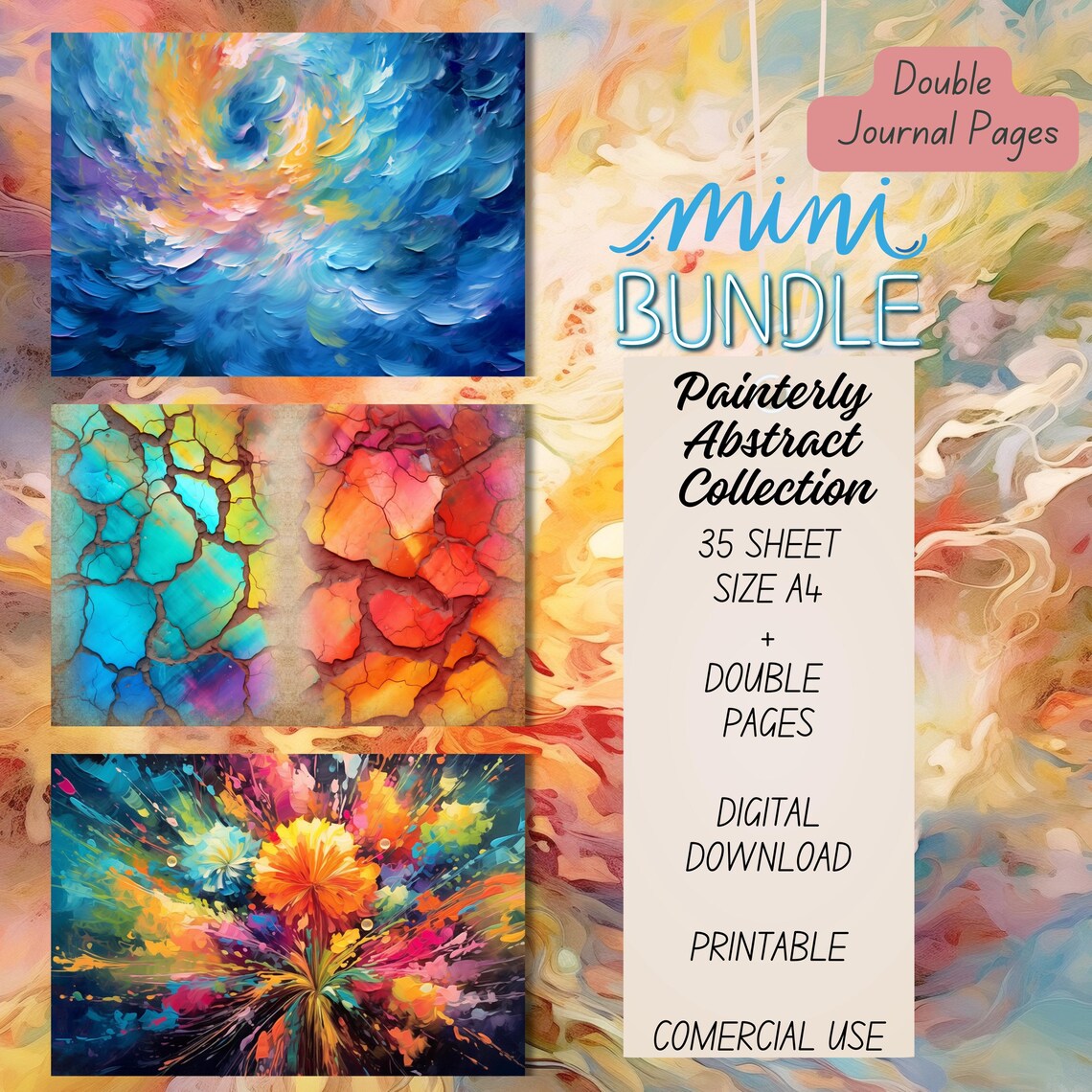 Elemental Abstract Digital Paper Fire Water Earth Air Printable ...