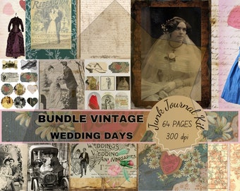 Wedding Days Vintage Bundle Digital Download Printful Giftful Papers Junkjournal Ephemera Junkjournaling Kit Pages Printables