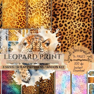 Junkjournaling Seamless Leopard Print Digital Paper, Warm Brown Gold ...
