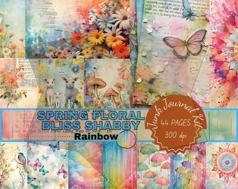 May include: A digital collage kit with 44 pages of spring floral and shabby chic designs. The kit includes images of flowers, butterflies, mushrooms, lambs, umbrellas, and more. The kit is 300 dpi and perfect for scrapbooking, card making, and other crafting projects.