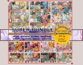 Junkjournaling Mega Bundle Kit Birth Month Printable Birthflower Pages Flowers For Printing Digital Junkjournal Suppli All in One Birthmonth
