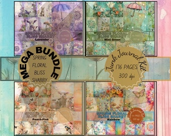Junkjournal Bundle Spring Floral Shabby Chic Printful Papers Ephemera Junkjournaling Kit Pages Valentine's Day Junk Journal Printable Gift