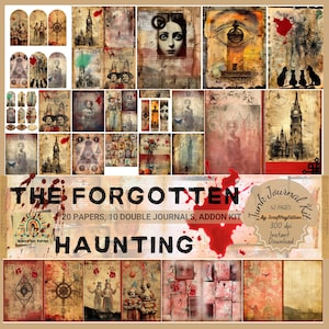 Haunting Halloween Vintage Ephemera Kit, Spooky Papers, Gothic Halloween Printables Junk Journal Pages, Witchcore Scrapbook Collage Sheets