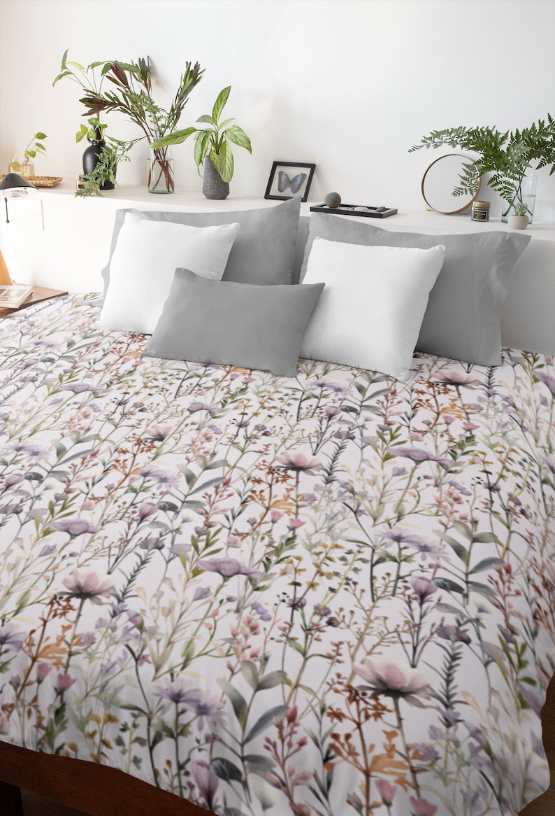 Boho Wildflowers Floral Duvet Cover Flowers Bohemian Duvet Cover Wildflower Comforter Cover