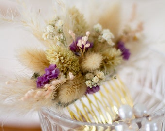 Peigne pour cheveux en fleurs séchées