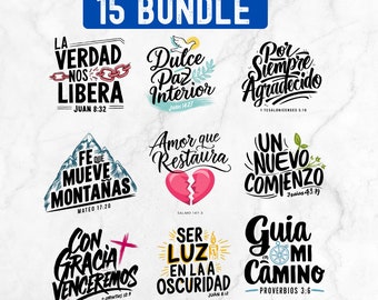15 Spanish Bible Verse | Frases religiosas | Christian Phrases png | Frases cristianas Spanish Christian Quotes, | Christian Clipart Bundle