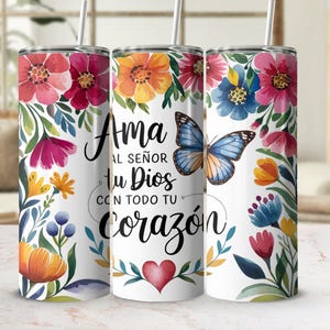 Spanish Floral Tumbler Wrap: Bible Verse Christian Gift (PNG Digital Download) image 3