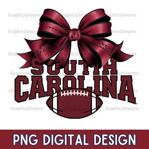 South Carolina Coquette PNG, Boots & Bows, Football Design (Digital Download)