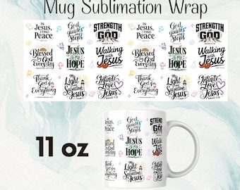 Christian Quotes Mug Wrap Bundle: Faith Sublimation Design (Digital Download)