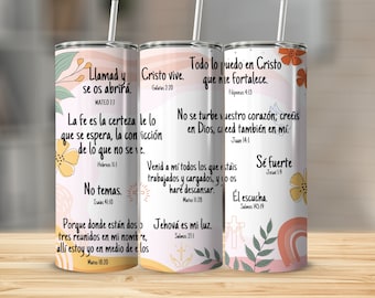 Spanish Bible Verse 20oz Tumbler Sublimation Design (PNG)