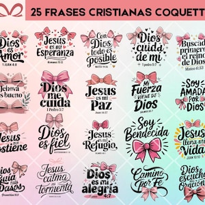 Spanish Bible Verse PNG: Coquette Pink Bows, Christian Phrases (Digital Download)