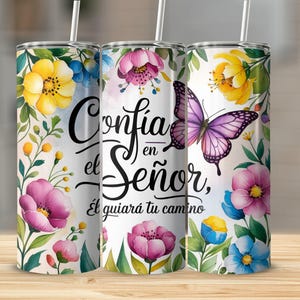 SPANISH Floral Tumbler Wrap Bible Motivational Quotes 20oz Skinny Tumbler Sublimation Designs, Tumbler Wrap Png, Christian Gift for Her