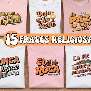 15 Spanish Retro Bible Verse | Frases religiosas | Christian Phrases png | Frases cristianas Spanish | Christian Clipart Bundle
