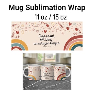 Frases religiosas Mug Wrap 11/ 15 oz - Spanish Bible Verse Mug Sublimation Templates - Religious Mug Wrap - Mug PNG - Instant Download