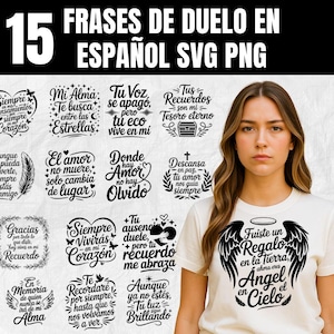 15 Spanish memorial quotes svg| Bundle In Memory para Sublimación, Cricut, Camisetas y Tazas | Archivos Vectoriales de Luto Digital