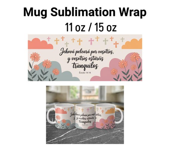 Spanish Bible Verse Mug Wrap: Religious Sublimation Design (Digital Download)