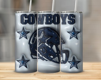 Cowboys tumbler wrap,3D inflated,Dallas tumbler wrap,American football 20oz skinny tumbler sublimation designs,Football tumbler wrap,