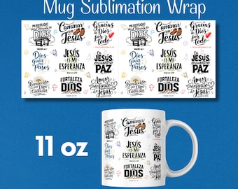 Spanish Religious Mug Sublimation Design: Bible Verse Gift (11 oz PNG)