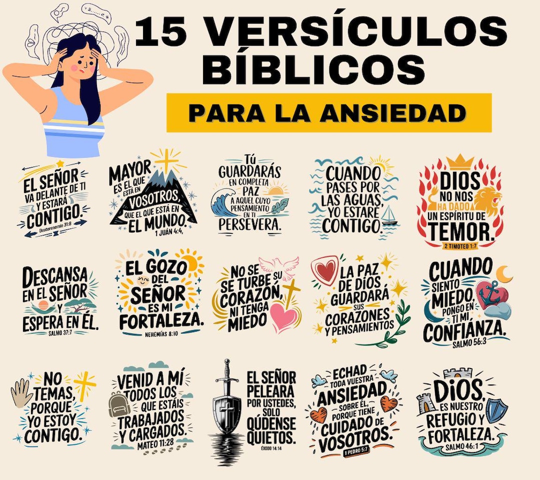 Spanish Bible Verses PNG Bundle: Christian Anxiety Relief (digital ...