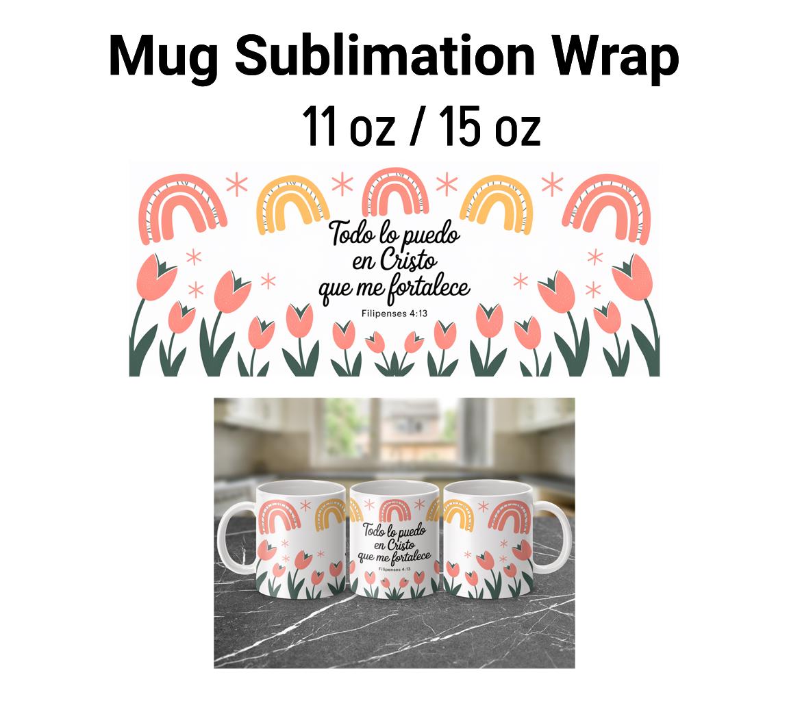 Frases religiosas Mug Wrap 11/ 15 oz - Spanish Bible Verse Mug Sublimation Templates - Religious Mug Wrap - Mug PNG - Instant Download