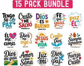 Spanish Bible Verse PNG Bundle: Christian Clipart (Digital Download)