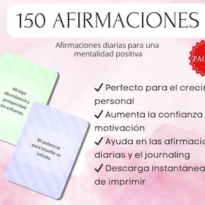 150 Spanish Positive Affirmations-Printable Digital Affirmation Cards-Personal Growth and Empowerment Affirmation Deck Bundle
