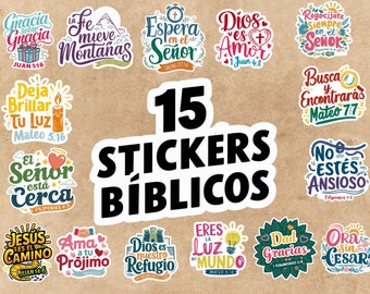 15 Spanish Bible Verses Bundle | Inspirational Sticker Bundle,  | Frases Biblicas religiosas | Stickers Digitales | Frases cristianas png